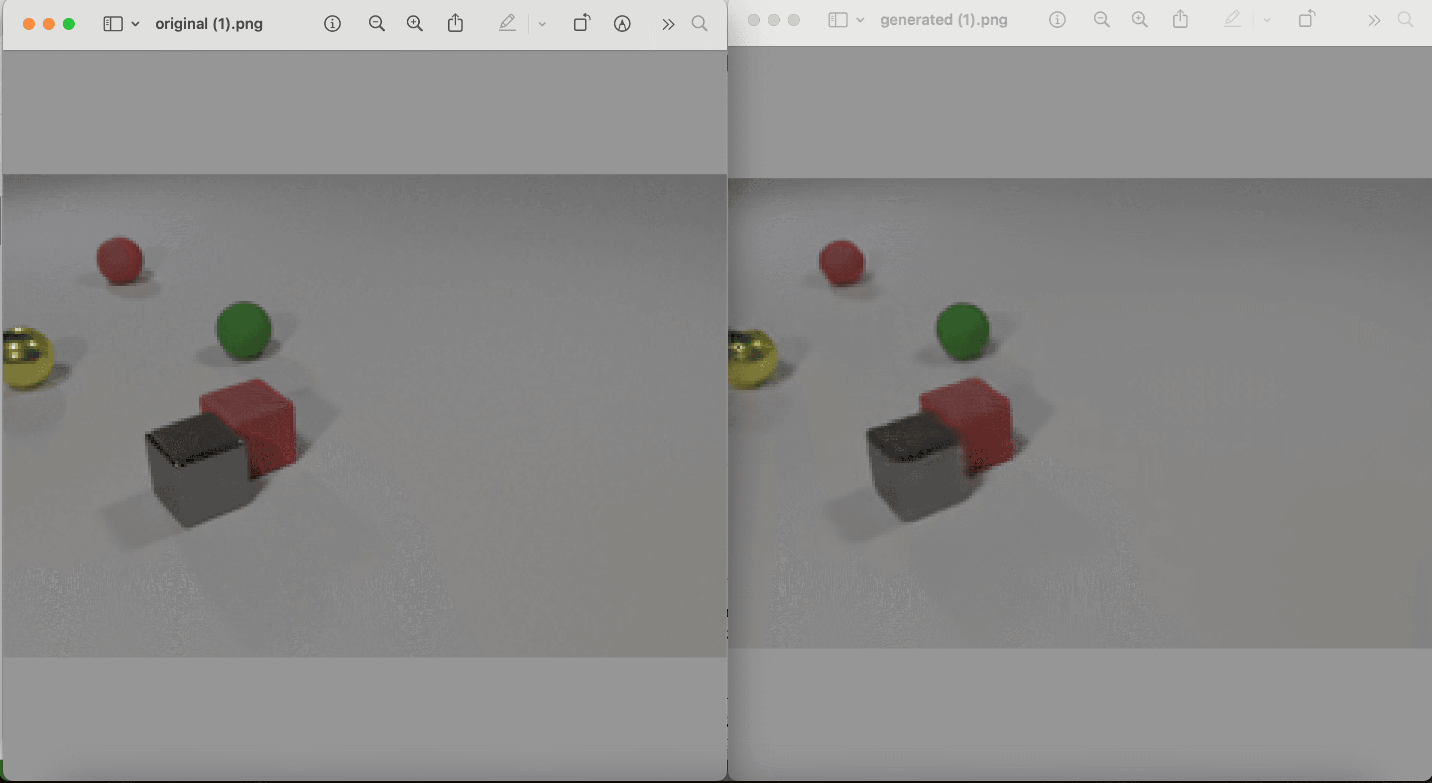 Images generated by the VQ-VAE encoder alongside the originals